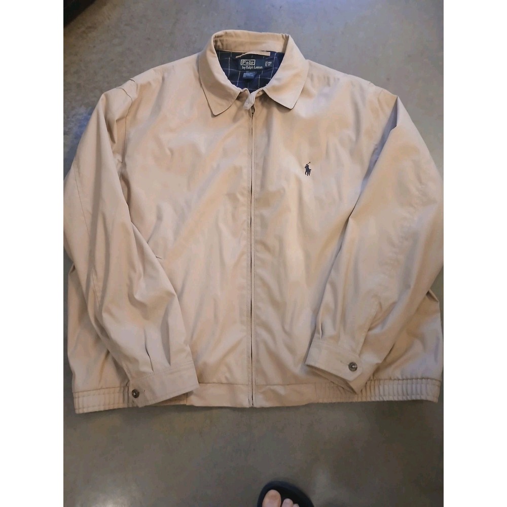 Vintage Polo Ralph Lauren Harrington Jacket Mens Beige Zip Up 2XB BIG - Picture 1 of 10
